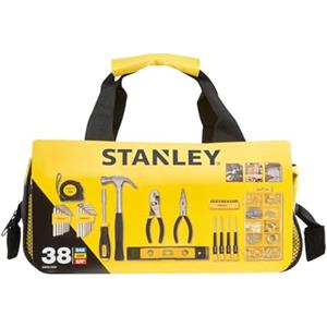 STANLEY Set Attrezzi 38 Pezzi con Borsa - Martello, Pinze, Cacciaviti, Chiavi Allen, Metro, Livella e Ferramenta -Resistente, Portatile, Affidabile - STMT0-74101