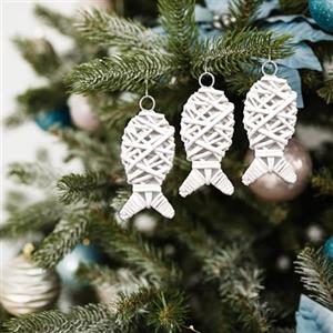 Leddy Living Wicker Rattan Balls Palline di Vimini in Rattan Wedding Party Decorazioni Natalizie Palle di Albero di Natale, Matrimonio, Feste, Compleanno (3x PESCE S)