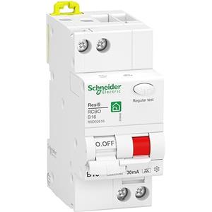 Schneider Electric R9D02616 - Interruttore FI/LS Resi9 1P+N, 16A, B-Char., 30mA, tipo A, 10kA