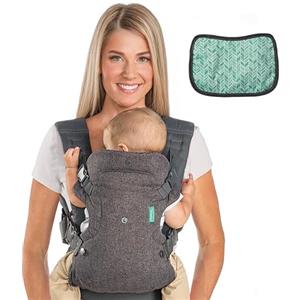 Infantino Marsupio Flip Advanced 4-in-1 con Bavaglino, Ergonomico, Convertibile, Posizione Fronte-Genitore e Fronte-Strada, Anteriore e Posteriore, per Neonati e Bambini da 3,6 a 14,5 kg, Grigio