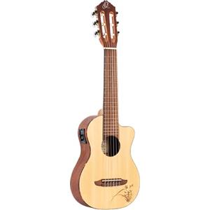 Ortega Guitars Travel Guitar elettro-acustica - Mini/Travel Series - Guitarlele 6 corde - top in abete con motivo disegnato a laser (RGL5CE)