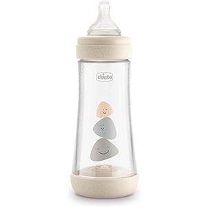 Chicco Perfect 5 Biberon Anticolica, Unisex, 300 ml, Silicone, 3 Fori, Beige