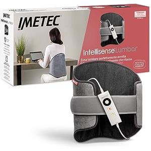 Imetec Intellisense Lumbar, termoforo, cuscino termico per zona lombare con fascia elastica, Rapido riscaldamento, Tessuto anallergico, 5 temperature, Electro block di sicurezza, Lavabile, 61x38 cm