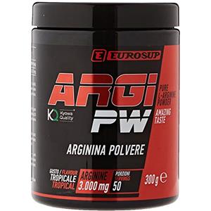 EUROSUP ARGI PW - 300 g - Gusto Tropicale - 100% arginina di origine vegetale da fermentazione - Qualità KYOWA QUALITY® - Massima purezza - Vegan