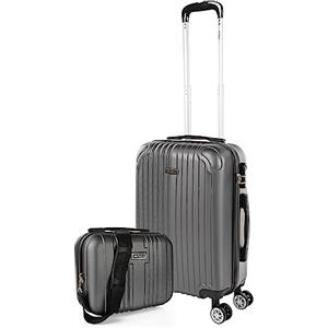ITACA - Bagaglio A Mano Rigido Leggero Bagaglio A Mano 55X40X20 con 4 Ruote Silenziose Trolley Cabina Viaggio Aereo Ergonomico Durevole. Compatibile Ryanair, Antracite
