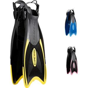 Cressi Palau Saf - Pinne Corte Regolabili per Snorkeling e Nuoto, Nero/Giallo, L/XL, Unisex Adulto