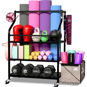 Amonax Rastrelliera da Palestra per Manubri, Kettlebell e Tappetini da Yoga