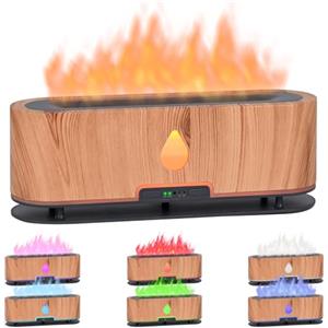 Dreamhigh® 250ml Diffusore di Oli Essenziali con Effetto Fiamma, Ultrasuoni Diffusore Profumo Ambiente, 7 Diverse Luci Mutevoli/Spegnimento Automatico, Umidificatore Ambiente
