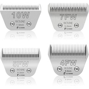 BESTBOMG Lama Larga di Ricambio 10W+7FW+5FW+4FW per la toelettatura dei Cani,Compatibile con tosatrici per Cani Heiniger/Moser Max45/Andis/Oster A5,Lunghezza di Taglio 1,5 mm-9,5 mm