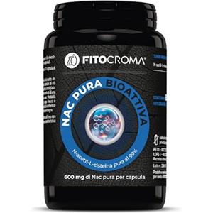 FITOCROMA NAC n-acetil-cisteina 600mg, 210 capsule, NAC 600 Integratore Antiossidante, Sintesi Glutatione Forte, Proprietà Difese Immunitarie, Mucolitico Fluidificante