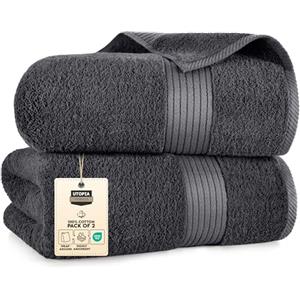 Utopia Towels - Asciugamani Bagno Extra Large Confezione da 2-100% Cotone Filato ad Anelli, Ultra Morbido e Altamente Assorbente, Telo da Bagno Spesso 180 x 90 cm (Grigio)