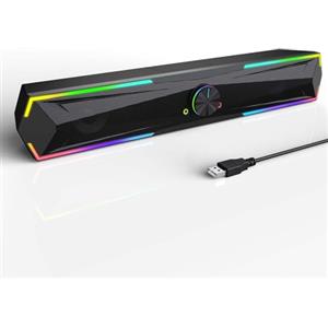 Hoppac Casse per PC, Soundbar avec RGB, Connessione USB Bluetooth, Altoparlante Audio Stereo, per Desktop, Laptop, Telefono, Tablet, 40x6x7 cm