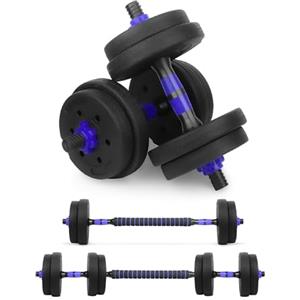 wuuhoo® Set di manubri Fitness 2in1 Jimmy, Set di manubri da 30 mm, 10 kg, 20 kg, 30 kg, Barra per manubri e Barra per bilancieri con Pesi, HomeGym - 10 kg (Blu)