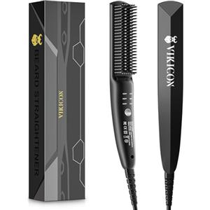 VIKICON Piastra per Barba Capelli Uomo VIKICON, Mini Styler Spazzola Lisciante per Capelli Barba Professionale, Pettine Elettrica Riscaldata Rapida Ionico/Antiscottatura per Lo Styling Barba Lunga E Corti