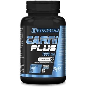 EUROSUP CARNI PLUS - L-Carnitina Tartrato Carnipure 1000 mg per Compressa | Metabolismo Energetico | Supporto Attività Sportive | Alta Qualità e Purezza | Vegan - 90 CPR