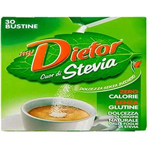 Dietor - MyDietor Cuor di Stevia Dolcificante Naturale con Estratto di Stevia 0 kcal, Senza Glutine - Astuccio da 30 Bustine (Confezione da 2)