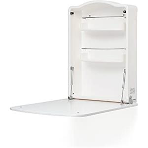 Foppapedretti Fasciatoio a Muro Komodo, Legno, Made in Italy, bambini fino a 11 Kg, da chiuso solo 17 cm di profondità, Trasformabile in Scrivania, Materassino Imbottito Incluso, 17x64x89 cm, Bianco