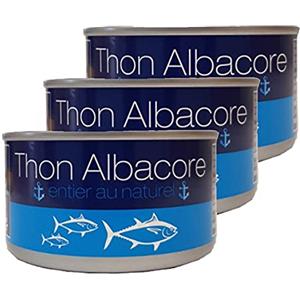 Agidra Set di 3 tonno al naturale Albacore - Scatola 185 g