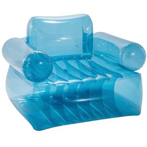 Intex 66503NP - Poltrona Gonfiabile Blu Trasparente con Braccioli, Vinile, Trasparente Blu, 109x107x79 cm