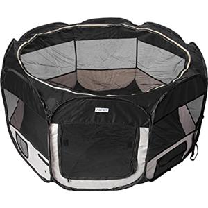 AQPET Box per Animali Cani e Gatti Cuccioli recinto Pieghevole Tessuto Impermeabile (Nero, Nero)