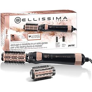 Bellissima Imetec My Pro Revolution BHS4 1100, Spazzola ad Aria Calda, Asciuga e Modella, Rotazione Automatica a Doppio Verso, 2 Spazzole da 40 e 50 mm, Ionizzatore, 1000 W, Rivestimento in Ceramica