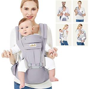 Viedouce Marsupio Neonati Ergonomico con Sedile/Puro cotone Leggero e Traspirante/Multiposizione:Dorsale, Ventrale,Regolabile ad Neonato e Bambino da 3 a 48 Mese (3,5 a 20 Kg)