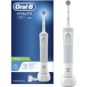 Oral-B Spazzolino Elettrico Ricaricabile Braun Oral-B Vitality 100 CrossAction Bianco con 1 Manico 1 Testina