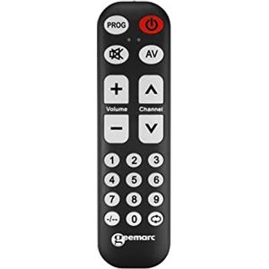 Geemarc TV1 - Telecomando Universale di Facile Utilizzo con 19 Grandi Pulsanti Programmabili per Anziani - Telecomando Originale Richiesto per l'Accoppiamento - Funzionamento a Infrarossi
