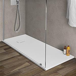 Inbagno Piatto doccia in resina 80x180 cm su misura Bianco effetto pietra Serie Agorà Design Slim con spessore 3 cm
