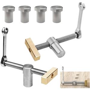 XNZMYN 2 pezzi Morsa da Banco da Lavoro Falegname, Set Morsetto Legno Morsetti per Cani da Banco 20mm, Morsetto da Tavolo Falegname Cane, Morsetti per Legno Professionali (Argento)