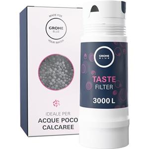 GROHE Filtro ai Carboni Arrivi, Filtro di Ricambio per Sistemi GROHE Blue, per Elevare il Gusto dell'Acqua Rimuovendo le Sostanze che ne Alterano Odore e Sapore, Capacità Media 3000 l, 40547001