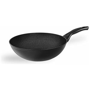Barazzoni, Dolomitica Extra Black Saltapasta - Wok ø28cm, Capacità 3,5Lt, Alluminio Forgiato, Rivestimento interno Marmotech a 5 strati, Induzione, Made in Italy.