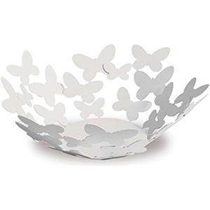 Arti & Mestieri Centro Tavola Piccolo in Ferro Bianco con Farfalle - Design Moderno 28 x 11 cm