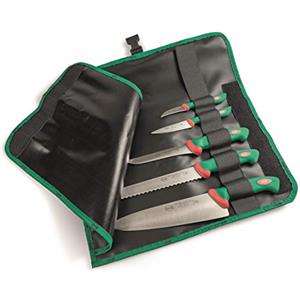 Sanelli Set 5 coltelli Premana Professional Rotolo Cuoco, Cordura, Nero/Verde