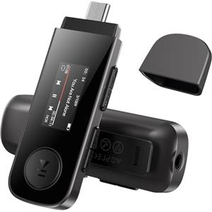 AGPTEK Lettore MP3 Portatile USB da 64 GB con Bluetooth, Lettore Musicale di Tipo C con Clip, chiavetta USB con Radio FM, Registrazione, Supporta Il Collegamento del Cellulare, Nero