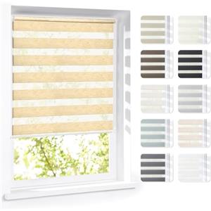 Victoria M. Eco Tenda a Rullo Doppia Giorno e Notte su Misura per Porte e Finestre, Montaggio con o Senza Fori, per Tutte le Stanze, Color Oro