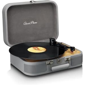 Classic Phono Lenco Classic Phono TT-116 - Giradischi Bluetooth a 3 velocità - 33, 45 e 78 giri/min - Giradischi vintage in vinile - Uscita RCA - Altoparlante stereo - grigio