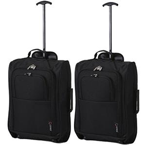 5 Cities TB023-832 Bagaglio a mano, collezione Valencia, 55 cm, 42 litri, 2 pezzi, Nero