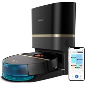 Philips HomeRun Serie 7000 Robot Aspirapolvere e Lavapavimenti con Mappatura, Alta Potenza Asp.ne (5000 Pa), Ril.to Piccoli Ostacoli, con Stazione, per Tappeti e Peli di Animali, App WiFi (XU7100/01)