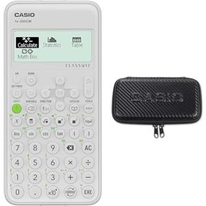 Casio FX-350CW Calcolatrice Scientifica con Oltre 290 Funzioni e Display Naturale HD a 4 Gradazioni di Grigio + Casio Copertura Protettiva per Calcolatrice Tecnica