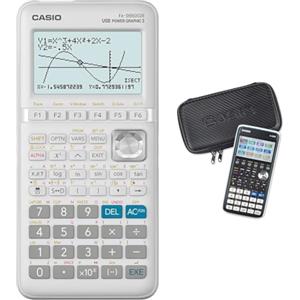 Casio FX-9860GIII - Calcolatrice Grafica Monocromatica Senza CAS, Bianca + Custodia Protettiva
