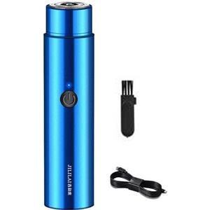 CAMEIRGOU Mini Rasoio Elettrico Per Uomo, Depilatore Donna Epilatore Viso Elettrico, Rasoio Elettrico Barba Uomo Impermeabile, Rasoio Portatile Tascabile, Rasoio Rotante Da Uomo, Uso Bagnato E Asciutto (Blu)