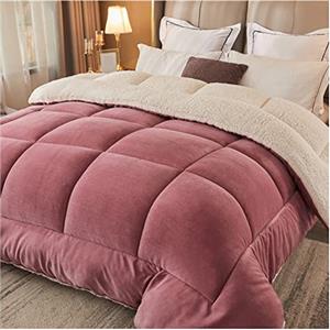 RRNAR Piumino Matrimoniale Invernale Caldo Piumone, Trapunta Invernale in Lana di Agnello, Coperta Matrimoniale Queen Size Singola Doppia Cashmere, Lavabile in Lavatrice,C,150x200cm(2.5kg)
