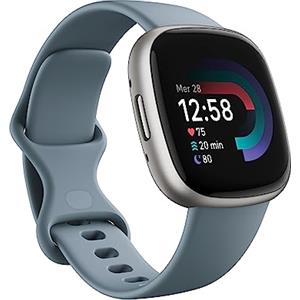 Fitbit Versa 4,Waterfall Blue/Platinum, Smartwatch Unisex-Adult, Blu Avio/Alluminio Grigio Platino, One Size