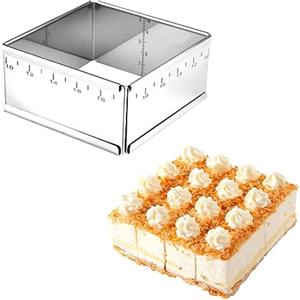 Guowall Anello per Torta Rettangolare, Stampo per Mousse Coppapasta in Acciaio Inossidabile per Torte Mousse, Pasticceria, Regolabile10-18 cm, Altezza 5 cm