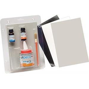 Adeco Kit di Riparazione per Gommoni in PVC Bianco - Collante, Tessuto Neoprenico, Pennello e Istruzioni