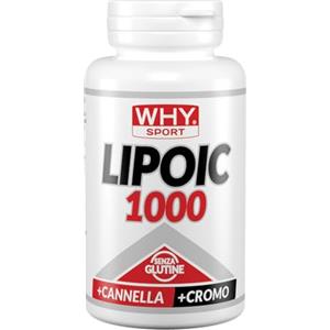 WHY SPORT LIPOIC 1000 - Acido Alfa Lipoico 1000 mg ad Alto Dosaggio - Integratore Alimentare con Cannella e Cromo - 60 Compresse