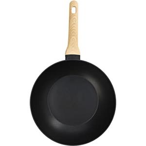 MasterChef Wok, Padella Antiaderente 28cm, Pentole Aluminio, per Salta e altro, Cinese, Induzione e altro, Tutti i Piani, Antigraffio, Lavabile in Lavastoviglie, Nero