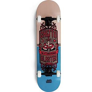 GHETTO BLASTER Skateboard Completo Professionale, Principianti, Bambini, Adulti, Tavola in Acero 7 Strati, Cuscinetti Abec 9, Ruote 52mm, Peso Max 90kg Sword Sand 8.0