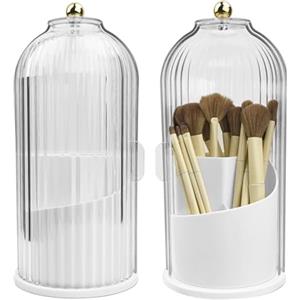 RUNQIN OUTDOOR RUNQIN Porta Pennelli per Trucco Girevole a 360° con Coperchio Antipolvere, Contenitore Supporto Organizer Rotanti per Trucchi Cosmetici, Custodia Espositore per Cosmetici per Eyeliner, Rossetto